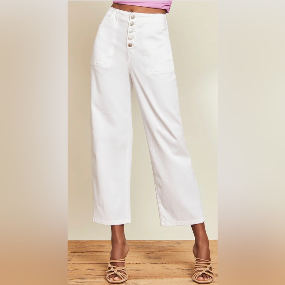 VERONICA BEARD Wide-leg Crop Crosby Jean- White